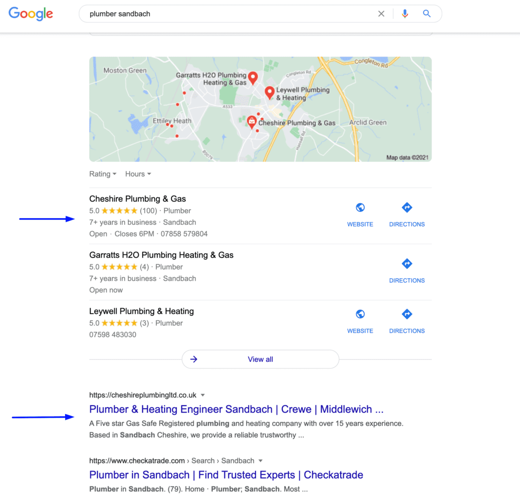 a google search page result screenshot showing CPG as rank 1