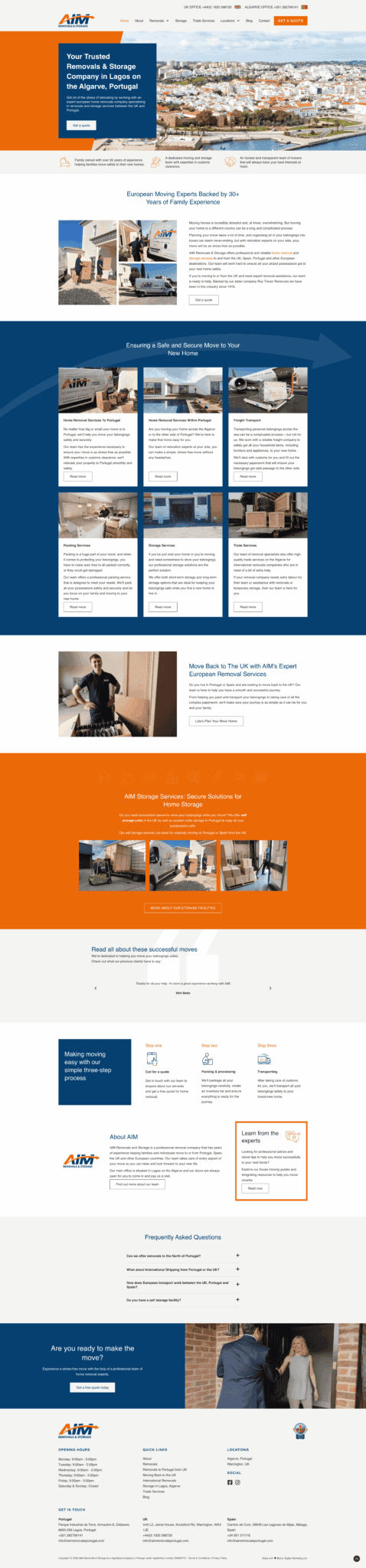 aim removals portugal home page portfolio
