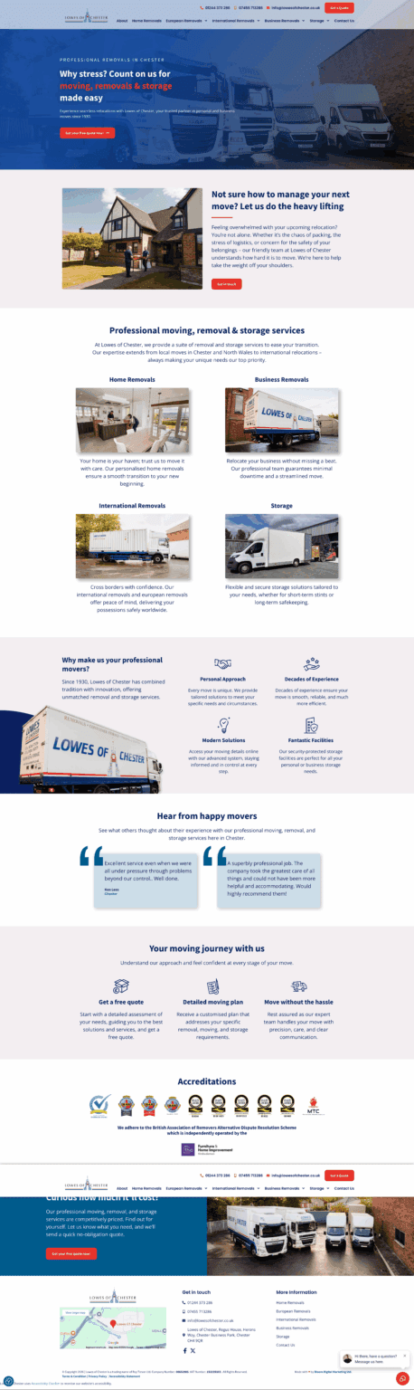 lowes of chester portfolio homepage