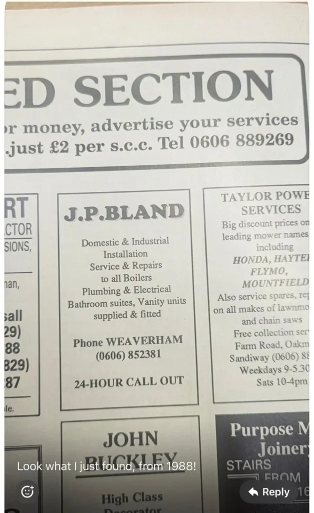 julian bland newspaper advert
